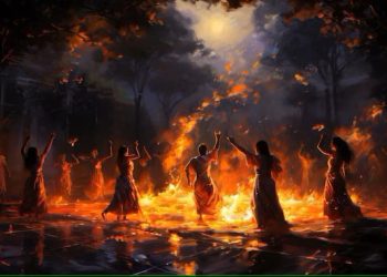 Gambar ilustrasi penduduk neraka jahanam yang saling bertengkar