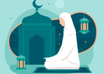 Ilustrasi hukum membetulkan mukenah saat sholat