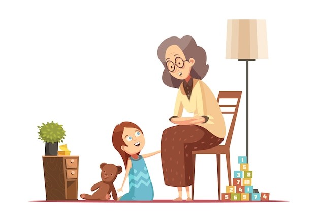 Ilustrasi orang tua yang mendidik anaknya