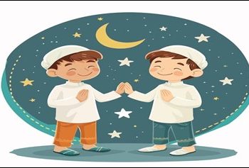 Ilustrasi dua anak laki-laki sedang mengenakan baju lebaran untuk menyambut Idul Fitri (freepik.com - almuhtada.org)