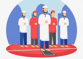 ilustrasi orang yang sedang melaksanakan sholat tarawih (Freepik - almuhtada.org)