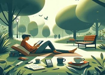 Seimbangkan dunia digital dan kesehatan mental. Beristirahat sejenak dari layar bisa membuat hidup lebih tenang dan bahagia (Bing Creator Image - almuhtada.org)