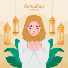 ilustrasi perempuan yang sedang berdoa dibulan ramadhan (freepik.com - almuhtada.org)