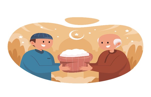 Ilustrasi Seseorang Membayar Zakat Fitrah (freepik.com - almutada.org)