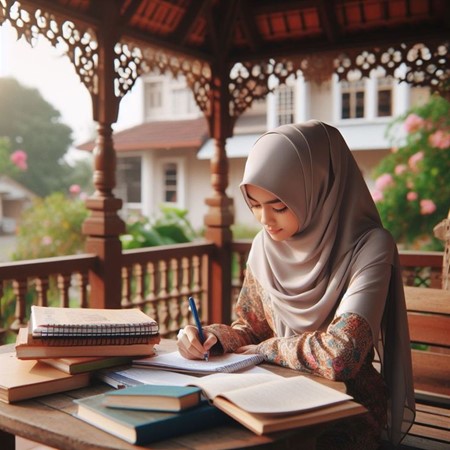 Ilustrasi Muslimah cerdas yang cantik berwibawa (pinterest.com - almuhtada.org)