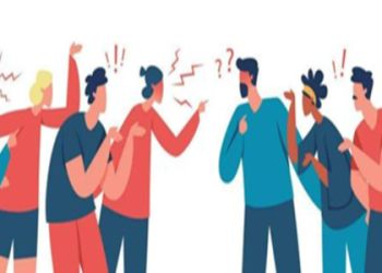 Gambar Ilustrasi Orang yang sedang berdebat di lingkungan sosial(Pinterest.com - almuhtada.org)