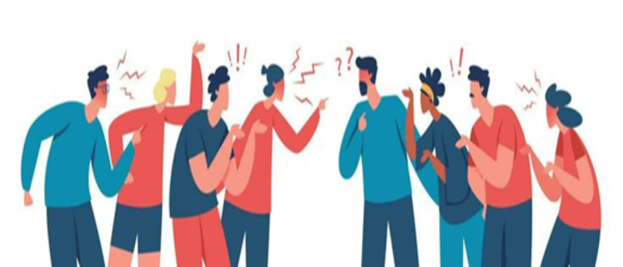 Gambar Ilustrasi Orang yang sedang berdebat di lingkungan sosial(Pinterest.com - almuhtada.org)