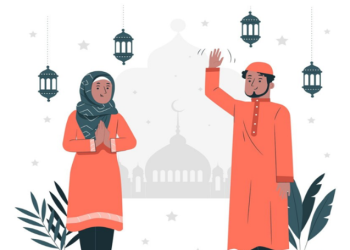 ilustrasi 2 orang saling menyapa, menjalin silaturahmi. (almuhtada.org - freepik.com)