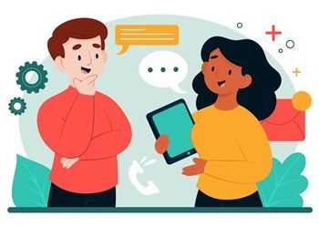 ilustrasi seorang pria dan wanita sedang berkomunikasi (freepik.com - almuhtada.org)