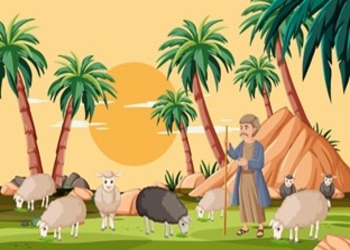 ilustrasi seorang pria sedang mengembala hewan kurban (freepik.com - almuhtada.org)