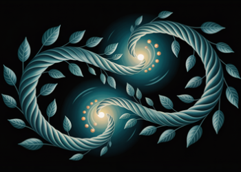 lustrasi harmoni yang disiratkan dengan tanaman merambat yang saling terkait (AI Generation - almuhtada.org)