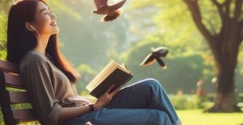 ilustrasi gambar orang yang bisa Bahagia karena berdamai dan bisa menerima diri sendiri(Pinterest.com-almuhtada.org)