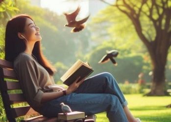 ilustrasi gambar orang yang bisa Bahagia karena berdamai dan bisa menerima diri sendiri(Pinterest.com-almuhtada.org)