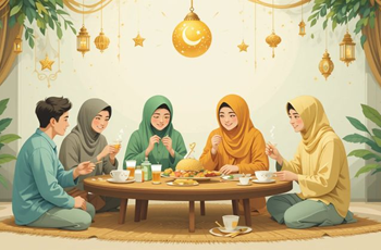 orang yang sedang berbuka puasa Bersama.(Pinterest.com - almuhtada.org)
