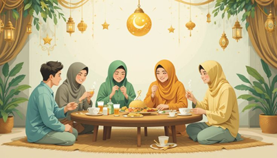 orang yang sedang berbuka puasa Bersama.(Pinterest.com - almuhtada.org)